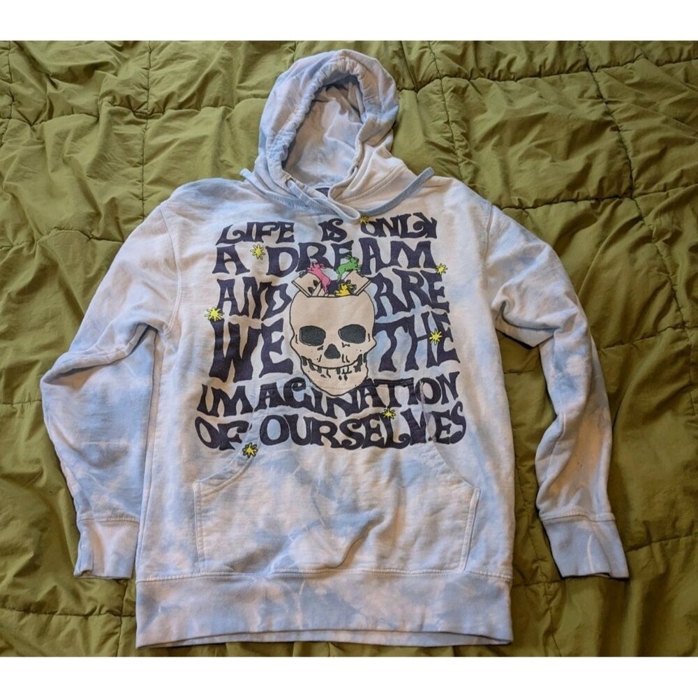 Coney Island Picnic Size S Hoodie Sweatshirt Blue Tie Dye Urban Outfitters Skull